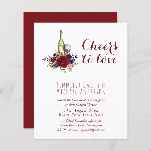 Günstige Weinprobe Hochzeit oder Brautparty Inv. (Vorne/Hinten)