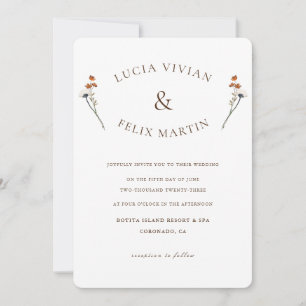 Günstige Wildblumen in einer Hochzeit Einladung