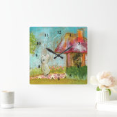 Günstiger Tageswunderliche WaldmäuseVolkskunst Quadratische Wanduhr (Zuhause)