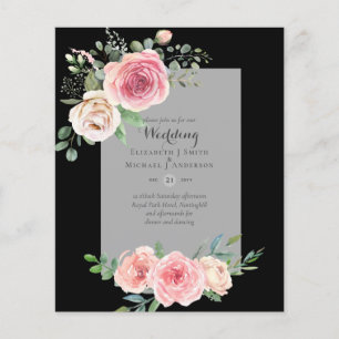 GÜNSTIGSTE Pinkefarbenen Rosen Florale Hochzeitsei Flyer