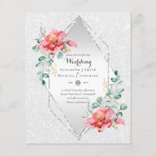 GÜNSTIGSTE Rote Florale Hochzeitseinladungen Flyer