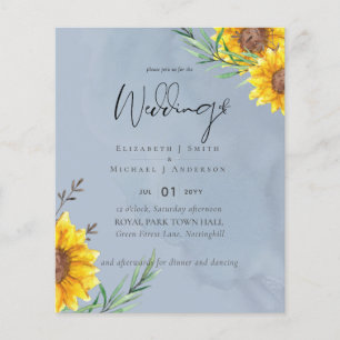 GÜNSTIGSTE Sonnenblumen Staub Blau Hochzeit Flyer