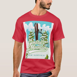 Gunstock Mountain New Hampshire Skifahren Cartoon T-Shirt