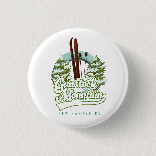 Gunstock Mountain New Hampshire Skiposter Button (Vorderseite)