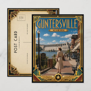 Guntersville Alabama Vintage Art Deco Golden Age Postkarte