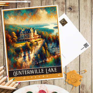 Guntersville Lake, Alabama   Vintage Malerei Postkarte