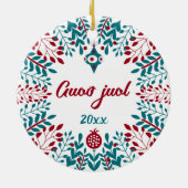 Guoð juol Elfdalian Övdalian Weihnachtsgrüßen Keramik Ornament (Hinten)