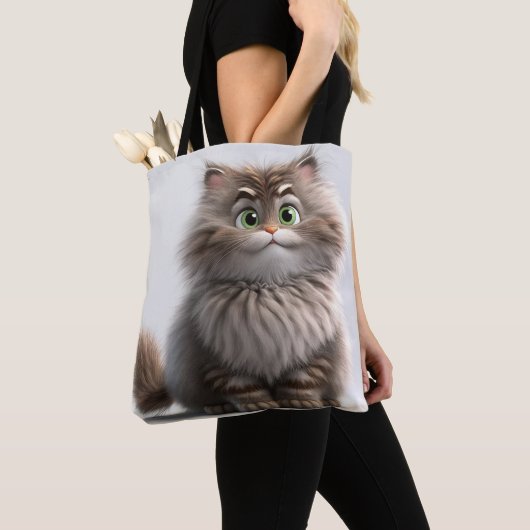 GUOFY SMILING GRAY TABBY CARTOON CAT TASCHE (Von Nahem)