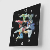 Guppies Quadratische Wanduhr (Winkel)
