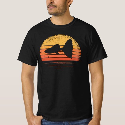 Guppy Retro Sunset Pet Guppy Fisch T-Shirt (Vorderseite)