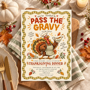Gurgel Thanksgiving Lustiges Truthahn-Abendessen-P Einladung
