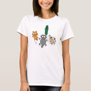 Gurke, die Katzen - Katze gegen Gurke erschrickt T-Shirt