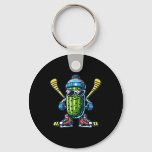 Gurken-Eishockey-Cool-Pickle-Schlittschuhläufer Schlüsselanhänger