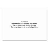 Gurken, Essenslese-Blitzkarten für Erwachsene Tischnummer (Rückseite)