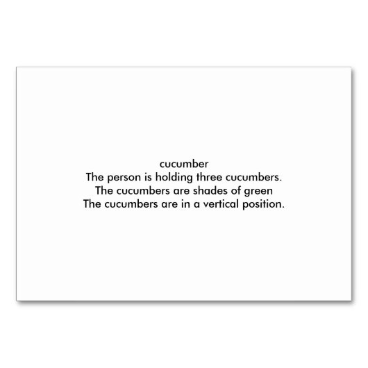 Gurken, Essenslese-Blitzkarten für Erwachsene Tischnummer (Rückseite)