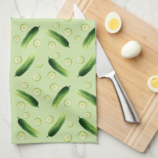 Gurken, Gurken, grünes Gemüse Geschirrtuch (Viertel Falte)