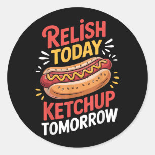 Gurken Ketchup Morgen Hot Dog Garten Bbq Essen Runder Aufkleber
