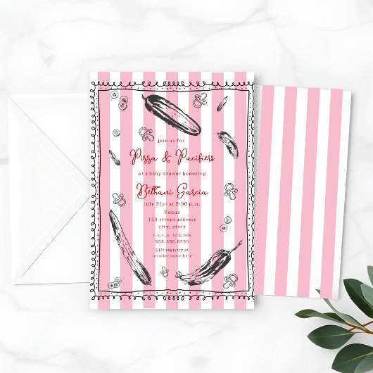 Gurken Schnuller Sketch Doodle Boy Babydusche Einladung