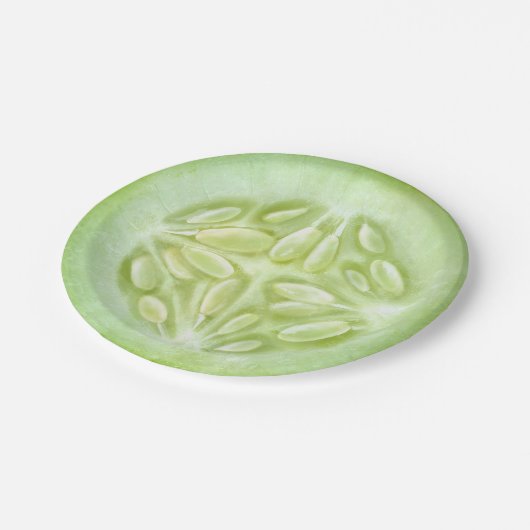 Gurkenscheibe Pappteller (Schrägansicht)