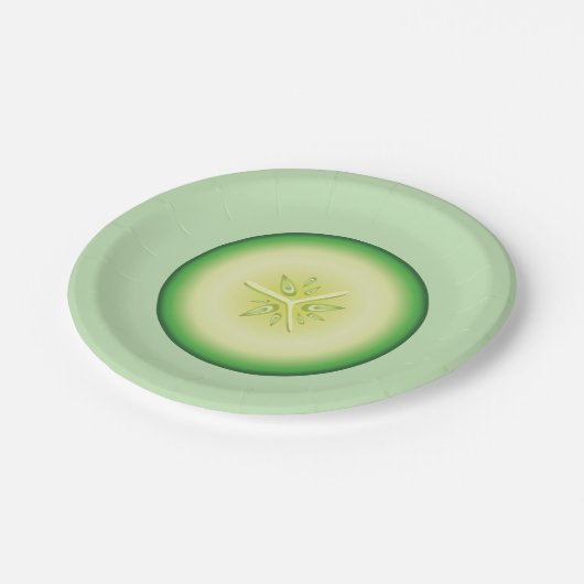 Gurkenscheibe Pappteller (Schrägansicht)