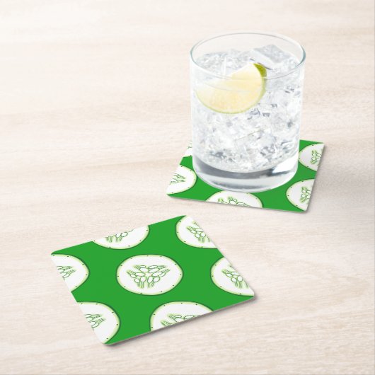 Gurkenschnitt Rechteckiger Pappuntersetzer (Vor Ort)