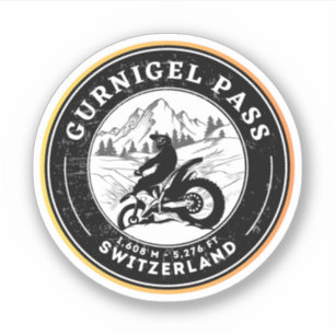 Gurnigel Pass Schweizer Alpen Motorradtour Aufkleber