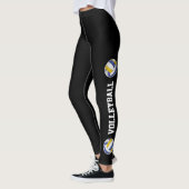 gürtelblaue Goldvolleyballs mit Text auf Bein Leggings (Links)