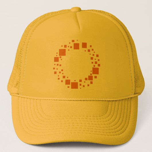 gürtelförmige Quadrate orangefarbene Muster Zitrus Truckerkappe (Vorderseite)