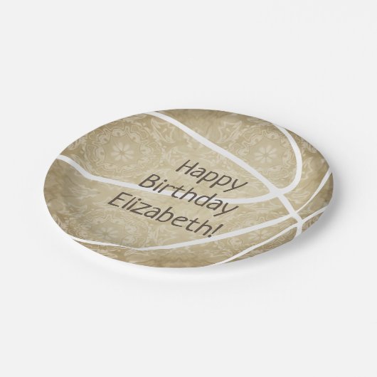 Gürtelgoldbasketball-Party Pappteller (Schrägansicht)