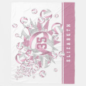 gürtelige Rose-Volleybälle und Sterne Fleecedecke (Vorderseite)