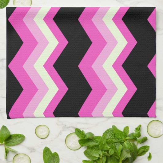 Gürtelmuster Zickzag Fuchsia Zickzack Geschirrtuch (Gefaltet)