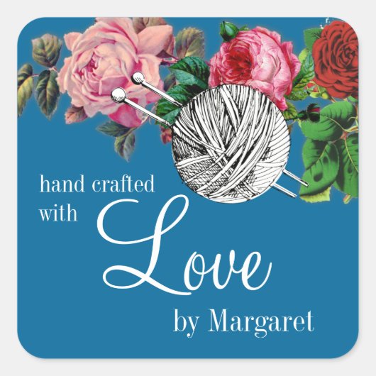 Gürtelnadeln für Vintage Rose Quadratischer Aufkleber (Vorderseite)