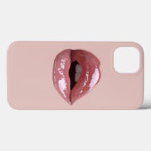 gürtelrosa Glitzer lips Case-Mate iPhone Hülle (Rückseite (Horizontal))