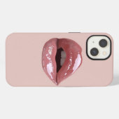 gürtelrosa Glitzer lips iPhone Hülle (Rückseite (Horizontal))