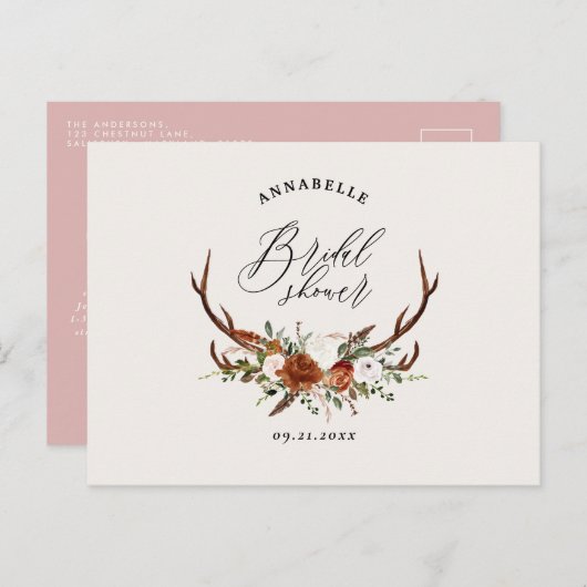 Gürtelrosa Rostbrust, floralfarbenes elegantes Bra Postkarte (Vorne/Hinten)