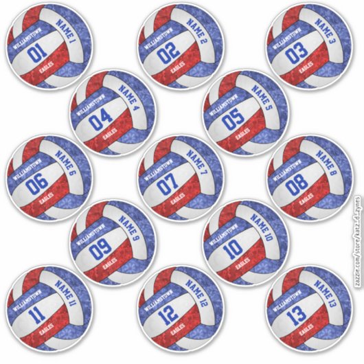 Gürtelrose-blaue Volleyballspieler-Namen Aufkleber (Vorderseite)