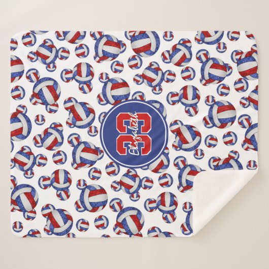 gürtelrotes, weißes und blaues Volleyballmuster Sherpadecke (Vorderseite (Horizontal))