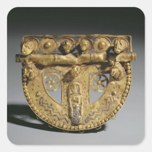 Gürtelschnalle mit granulierter Dekoration, Orient Quadratischer Aufkleber
