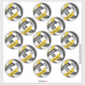 gürtelschwarze goldene Volleyballspieler bezeichnu Aufkleber (Blatt)