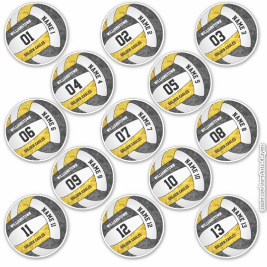 gürtelschwarze goldene Volleyballspieler bezeichnu Aufkleber (Vorderseite)