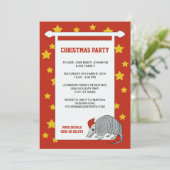 Gürteltier Sankt hat WeihnachtsParty-Vintages Rot Einladung (Stehend Vorderseite)