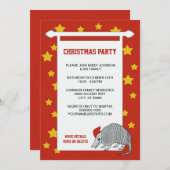 Gürteltier Sankt hat WeihnachtsParty-Vintages Rot Einladung (Vorne/Hinten)