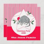 Gürteltier-Sankt-WeihnachtsParty Einladung (Vorne/Hinten)