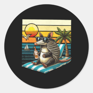 Gürteltier Und Sonne Vintage 80er Retro Sommerferi Runder Aufkleber