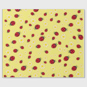 gürtlich niedlicher Ladybug und dunkelgelbe Blume Geschenkpapier (Flach)