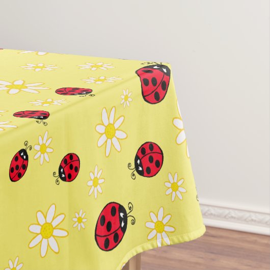 gürtlich niedlicher Ladybug und dunkelgelbe Blume Tischdecke (Beispiel)