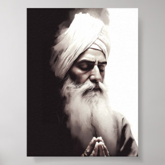 Gurū Nānak Abstrakt Portrait - Sikh Poster