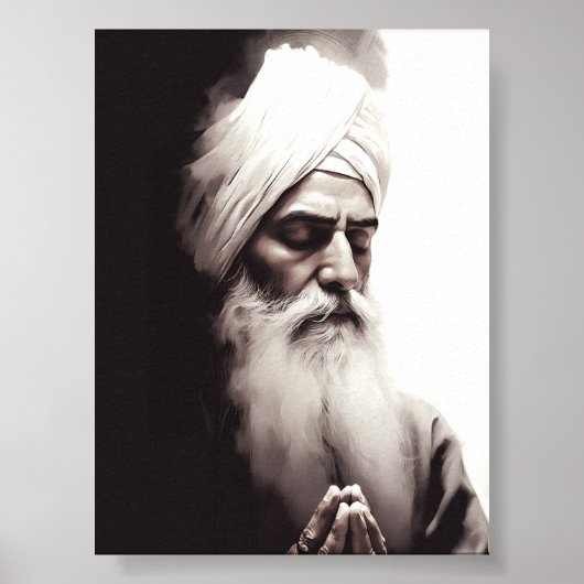 Gurū Nānak Abstrakt Portrait - Sikh Poster (Vorne)