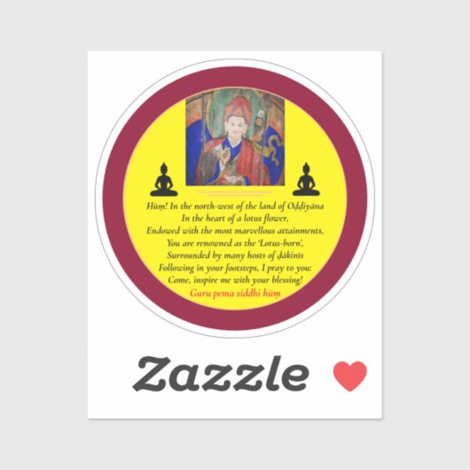 Guru Rinpoche & Seven Line Gebet /Padmasambhava Aufkleber (Blatt)
