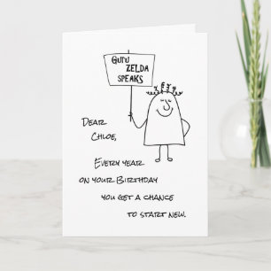 Guru Zelda spricht glücklich über das neue Geburts Feiertagskarte
